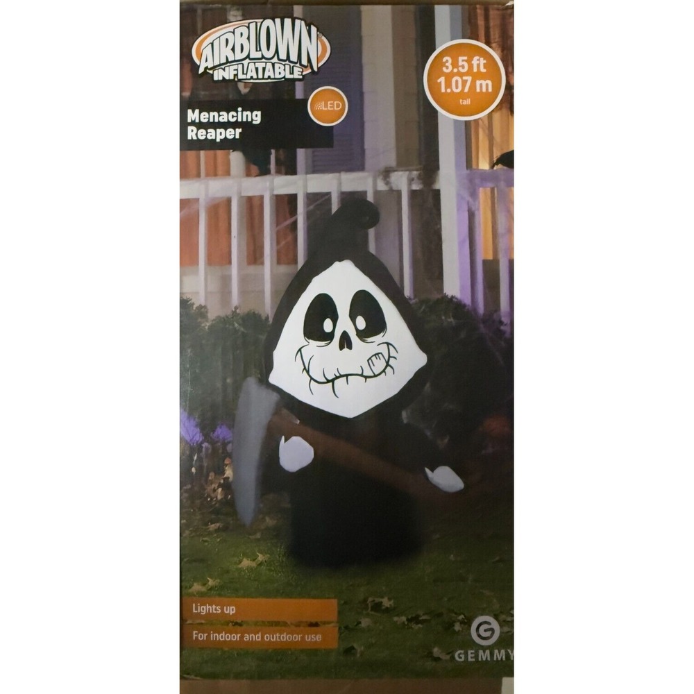 3.5' ft Menacing Reaper Gemmy Airblown Yard Inflatable LED Light Up Halloween
